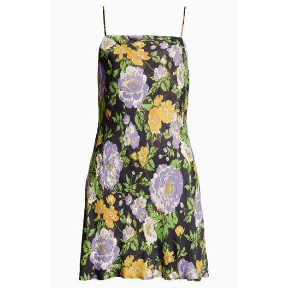 NEW Farm Rio Capri Floral Sleeveless Mini Slipdress Square Neck Black Size Small - Picture 6 of 8
